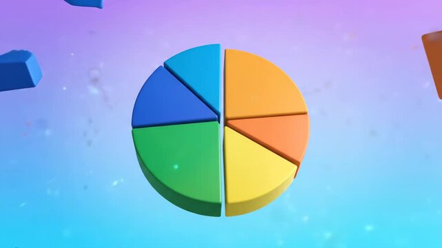 Colorful pie chart animation illustrating business data and growth