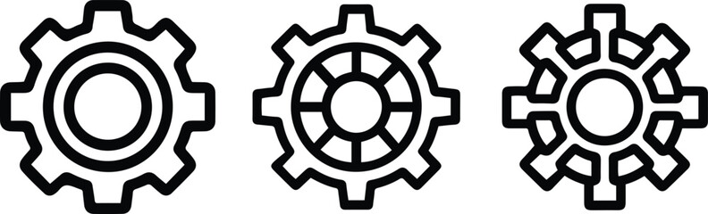 Industrial Gear and Cogwheel Icons Set for Settings and Mechanics. Gear setting icon set with check mark