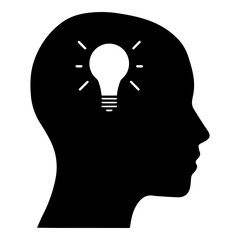 Silhouette of Head with Glowing Lightbulb Inside Symbolizing Idea Innovation and Creativity Concept