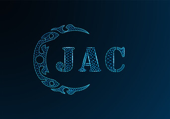 Low poly letter logo JAC design. JAC letter logo low poly vector design on blue color gradient background. JAC logo low poly design