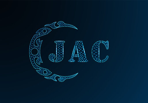 Low poly letter logo JAC design. JAC letter logo low poly vector design on blue color gradient background. JAC logo low poly design