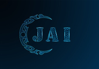 Low poly letter logo JAI design. JAI letter logo low poly vector design on blue color gradient background. JAI logo low poly design