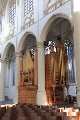 Hooglandse Kerk Church Interior with Organ in Leiden, Netherlands