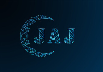 Low poly letter logo JAJ design. JAJ letter logo low poly vector design on blue color gradient background. JAJ logo low poly design