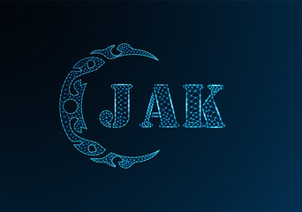 Low poly letter logo JAK design. JAK letter logo low poly vector design on blue color gradient background. JAK logo low poly design