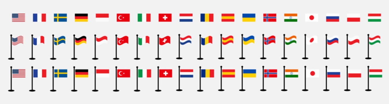 Flags of the world. Collection of flags. World flags. Vector icons