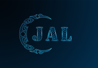 Low poly letter logo JAL design. JAL letter logo low poly vector design on blue color gradient background. JAL logo low poly design
