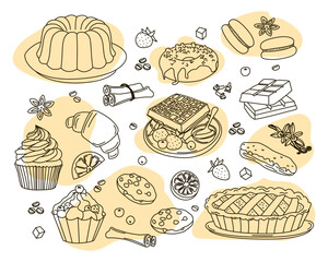Delicious Dessert Variety Vector Illustration