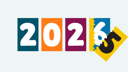 Colorful  New Year number of 2026 greeting card