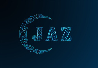 Low poly letter logo JAZ design. JAZ letter logo low poly vector design on blue color gradient background. JAZ logo low poly design