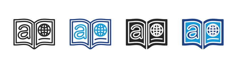 Language Book icon set multiple style collection