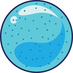 Abstract blue sphere with internal divisions and speckled texture on transparent background