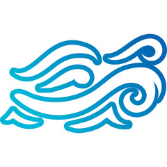 Abstract Blue Wave Design with Gradient Effect and White Background Flowing Lines and Swirls