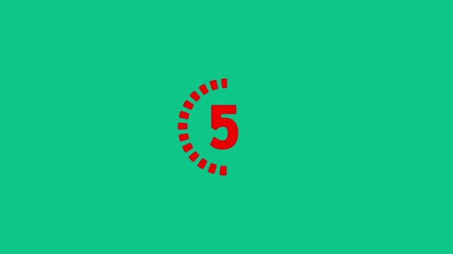 Simple animation of 10 seconds countdown timer with dashed circle on black background