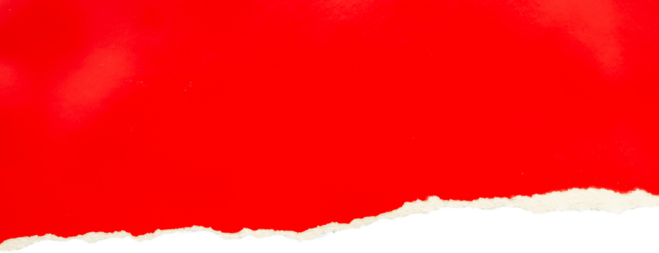 Red ripped paper torn edges strips isolated on black background