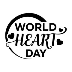 Obraz premium Vector world heart day graphic with hearts and decorative elements in black and white design style
