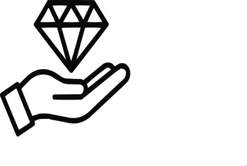 Loyalty Rewards Icon Diamond in Hand Symbol