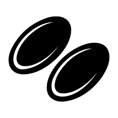 Vector illustration of two black oval shapes with white outlines overlapping each other on a transparent background