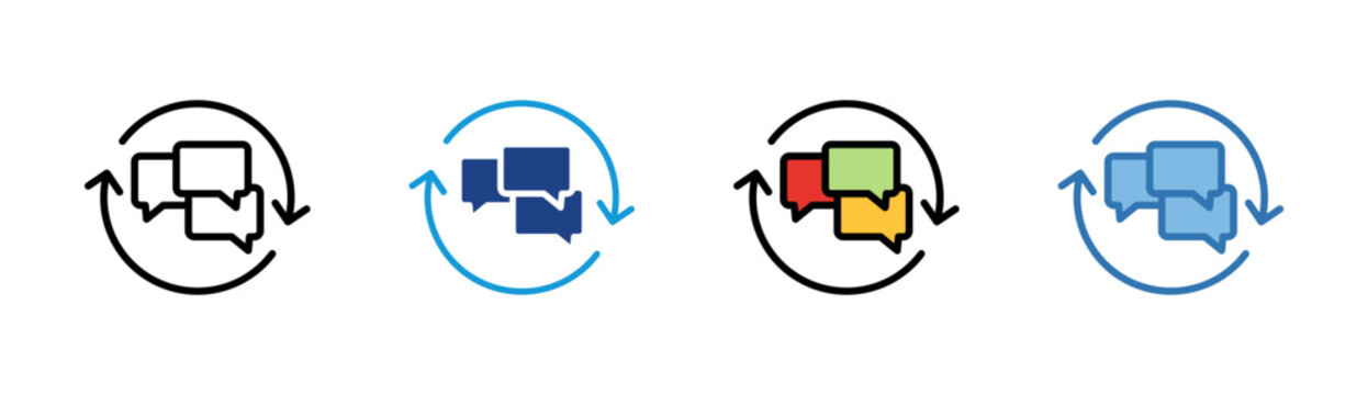 Message Cycle icon set multiple style collection