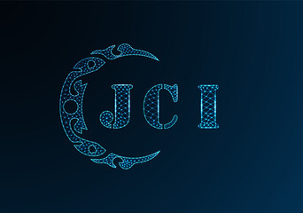 Low poly letter logo JCI design. JCI letter logo low poly vector design on blue color gradient background. JCI logo low poly design