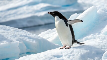 penguin in antarctica snow