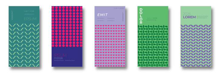 A collection of minimalist posters with geometric backgrounds and clean typography. The versatile vector patterns are perfect for posters,labels, and backgrounds with excellent text legibility. 