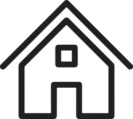 Obraz premium Black outline home icon vector for web applications and mobile interfaces isolated on a transparent background.