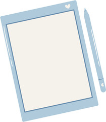 Flat Tablet with Stylus for Digital Workspace, Tablet with Pen Vector Illustration