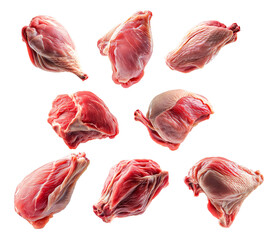 Set of chicken or turkey thigh isolated on white transparent background