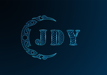 Low poly letter logo JDY design. JDY letter logo low poly vector design on blue color gradient background. JDY logo low poly design