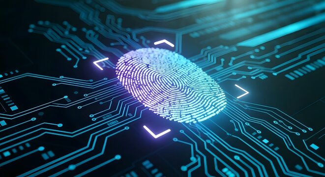 Fingerprint Biometric Authentication Button. Digital Security Concept