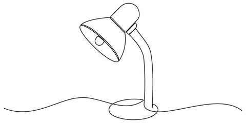 Continuous one line drawing of a simple table lamp. Vector illustration