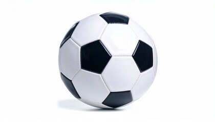 Fototapeta premium Classic black and white soccer ball with pentagon and hexagon pattern showcasing iconic sports design and athletic symbolism