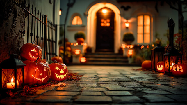 halloween pumpkin on the street - Powered by Adobe