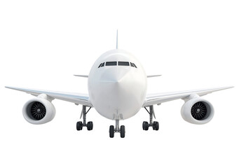 Naklejka premium Front View of White Commercial Airliner isolated on transparent background