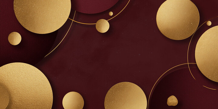 Deko Muster mit symetrischen Formen in Rot und gold. hintergrund Karte Verpackung