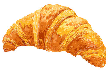 Fresh Baked Golden Croissant French Pastry Vector Illustration