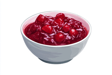 Bowl of Homemade Cranberry Sauce Holiday Side Dish Illustration