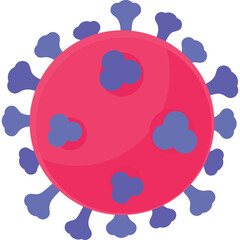 Abstract Illustration of a Pink and Purple Virus Particle with Spikes Isolated on a Transparent Background Representing Microorganism and Disease Concept