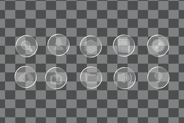 Modern glassmorphism ui icon set..