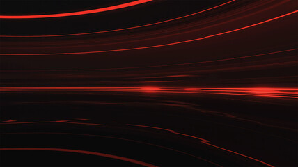 Abstract Red Light Wave Lines on Dark Background for Futuristic Technology Design