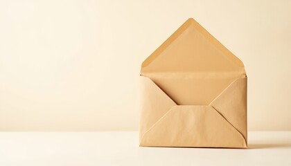 Open envelope on a light background with simple design  