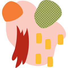 Abstract organic shapes in warm earthy tones on a clean white background with playful textures and patterns