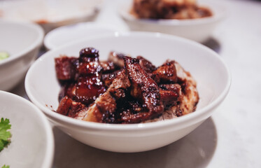 fresh boneless pork ribs on a plate