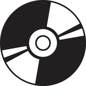 Compact disc vector icon for data storage and multimedia applications on a black background