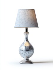 Silver Table Lamp with Speckled Gray Shade