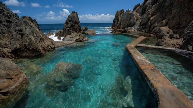 Natural pools with turquoise and blue volcanic water, as well as therapeutic waters