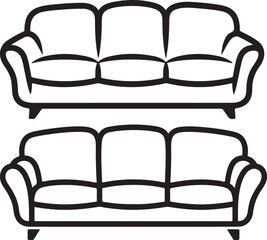 Comfortable Sofa Line Art: Modern Couch Furniture for Living Room Interior Decoration