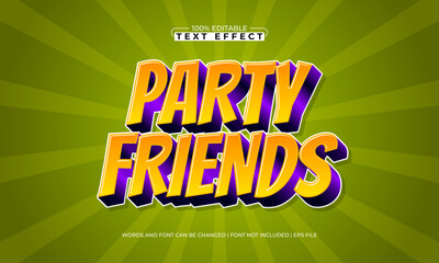 party friends editable cartoon text effect for kids play poster