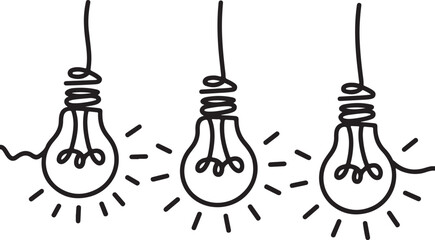 Outline Light Bulb Drawing Idea Innovation Spark Concept Sketch Illustration